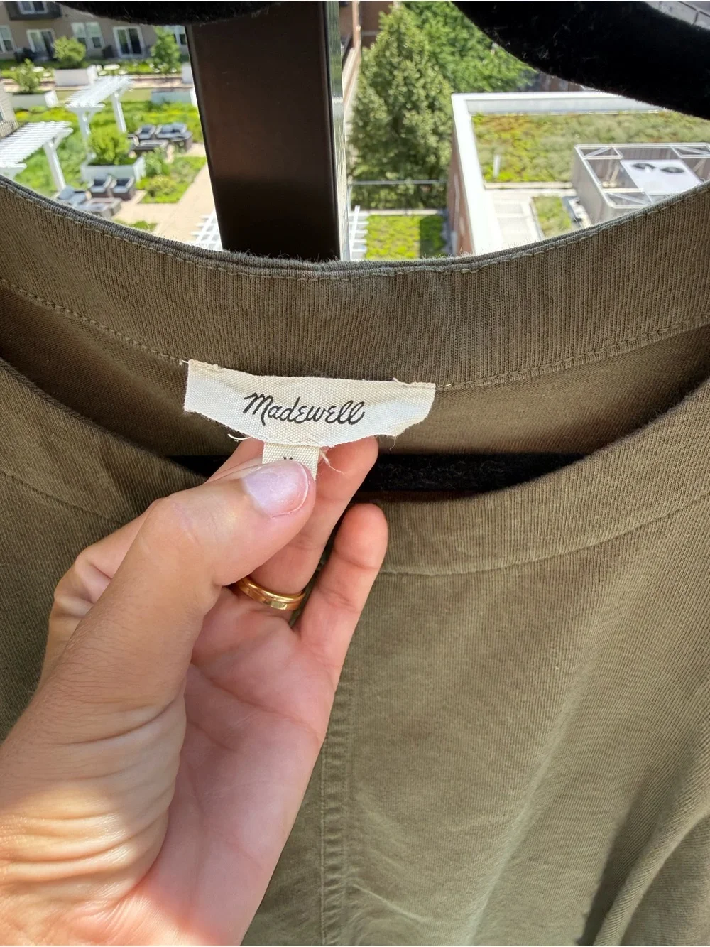 Madewell Olive Puff-Sleeve Tee - Short Sleeve